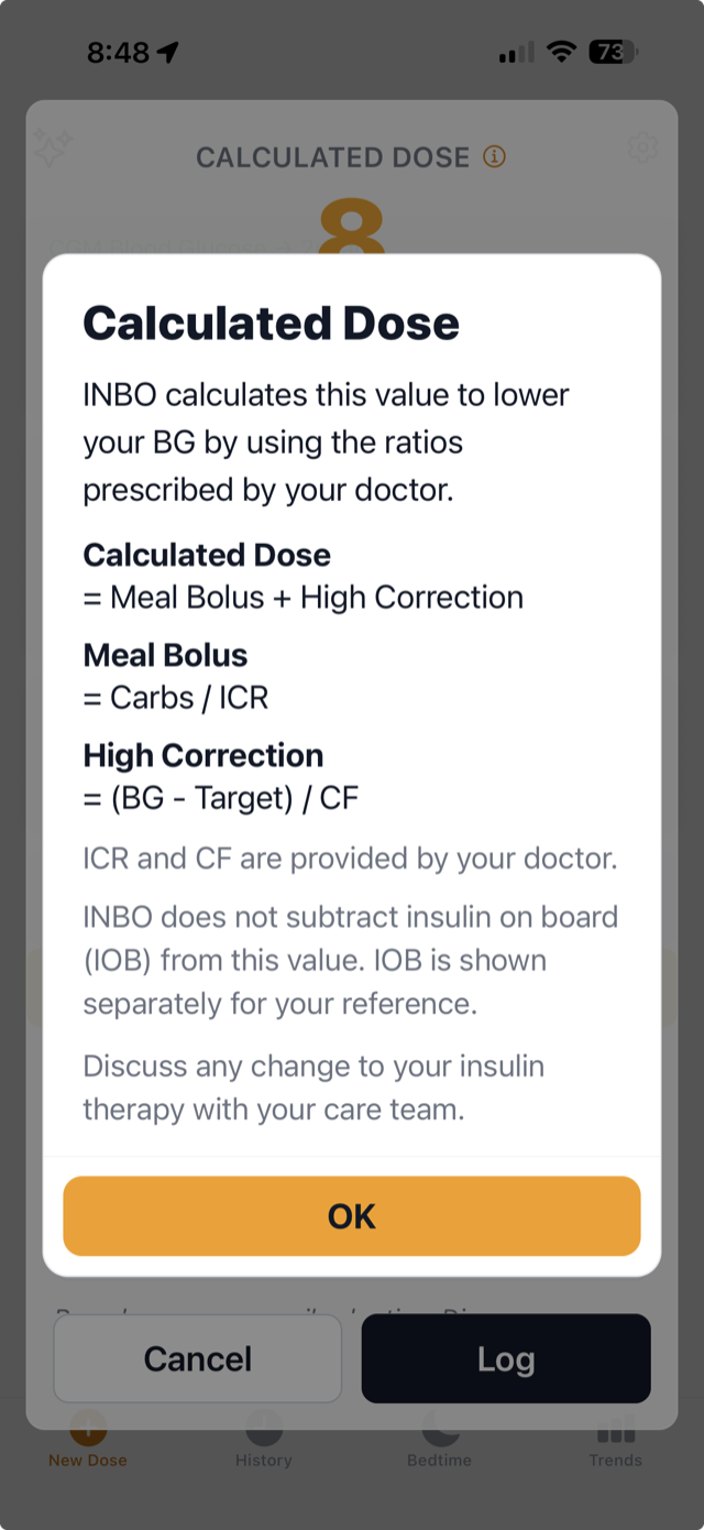 Private clinical edition: a computed-dose breakdown showing every input and every term that contributes to the total. Not the App Store edition.